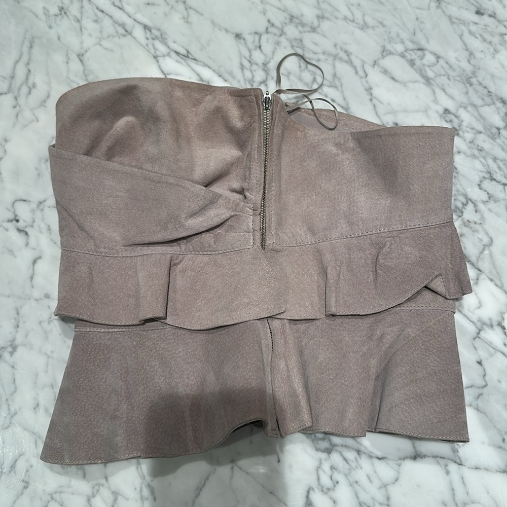 INTERMIX | Tops | Intermix Nora
Suede Top Leather Ruffled Top - Picture 6 of 9